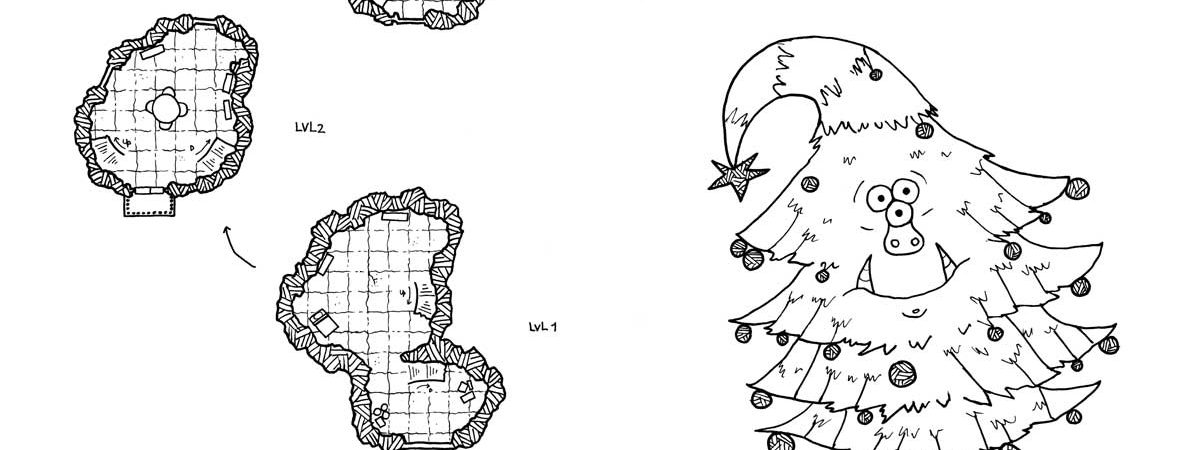 carte de noel, rpg map, christmas tree hut