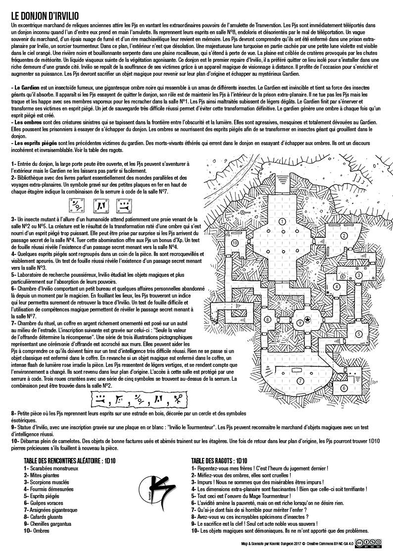 one page dungeon : le donjon d'Irvilio