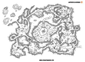 Mycelia's grotto, cavern rpg map with grid