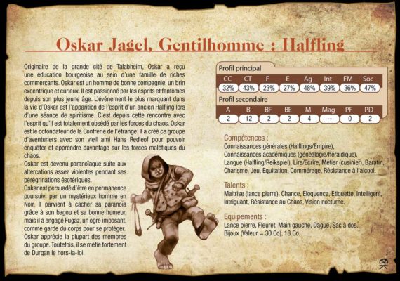 Fiche personnage pré-tiré Warhammer V2
